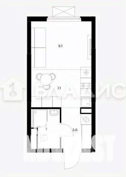 Студия квартира, вторичка, 23м2, 5/25 этаж