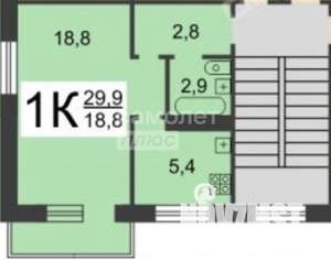 1-к квартира, вторичка, 31м2, 2/5 этаж
