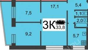 3-к квартира, вторичка, 51м2, 7/9 этаж