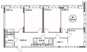 4-к квартира, вторичка, 123м2, 20/22 этаж