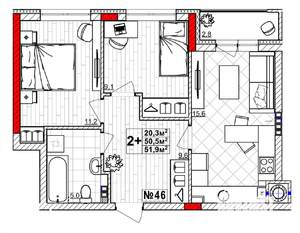 2-к квартира, вторичка, 52м2, 2/4 этаж