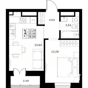1-к квартира, вторичка, 37м2, 24/24 этаж