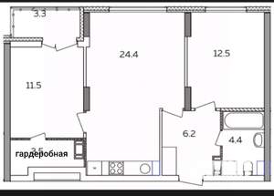 2-к квартира, вторичка, 63м2, 9/23 этаж