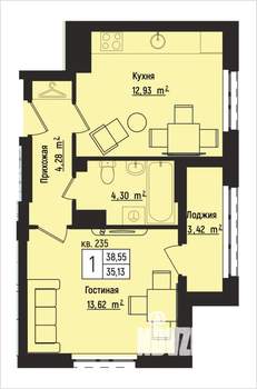 1-к квартира, вторичка, 39м2, 14/15 этаж