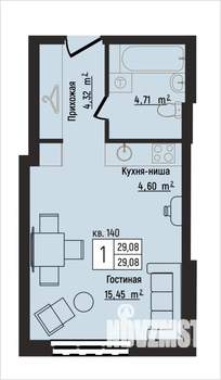 1-к квартира, вторичка, 29м2, 2/15 этаж