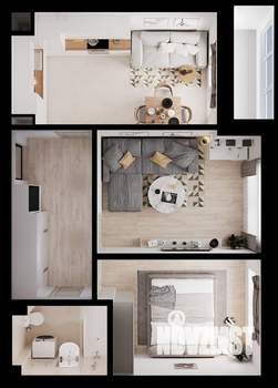 2-к квартира, вторичка, 54м2, 1/4 этаж