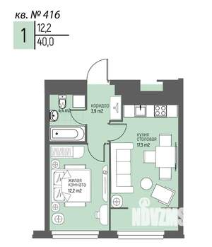 1-к квартира, вторичка, 40м2, 19/20 этаж