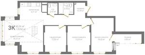 3-к квартира, вторичка, 131м2, 19/19 этаж
