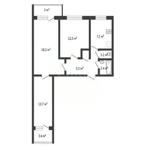 3-к квартира, вторичка, 58м2, 3/5 этаж