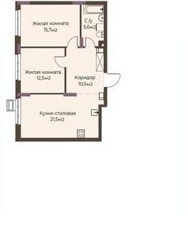 2-к квартира, строящийся дом, 66м2, 4/12 этаж