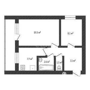 2-к квартира, вторичка, 43м2, 3/12 этаж