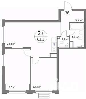 2-к квартира, строящийся дом, 62м2, 10/22 этаж