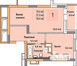 1-к квартира, вторичка, 39м2, 6/25 этаж