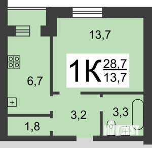 1-к квартира, вторичка, 29м2, 3/9 этаж