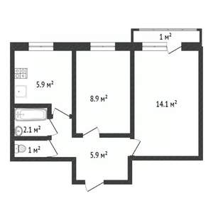 2-к квартира, вторичка, 38м2, 3/5 этаж