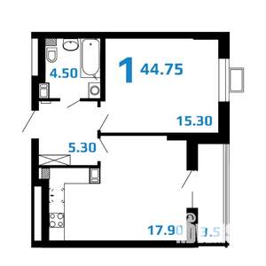 1-к квартира, вторичка, 45м2, 5/10 этаж
