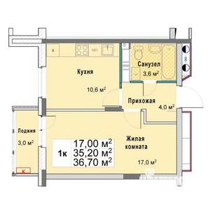 1-к квартира, вторичка, 37м2, 11/12 этаж