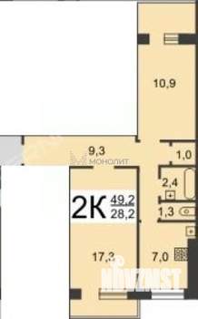 2-к квартира, вторичка, 49м2, 3/9 этаж