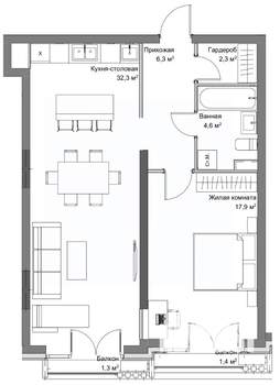1-к квартира, вторичка, 66м2, 4/6 этаж