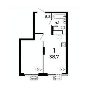 1-к квартира, вторичка, 39м2, 12/19 этаж