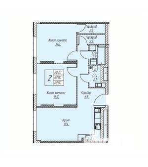 2-к квартира, вторичка, 65м2, 24/25 этаж