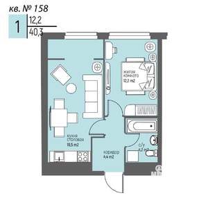 1-к квартира, вторичка, 40м2, 15/25 этаж