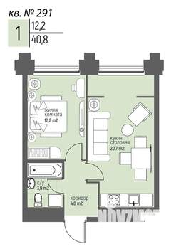 1-к квартира, вторичка, 41м2, 6/20 этаж