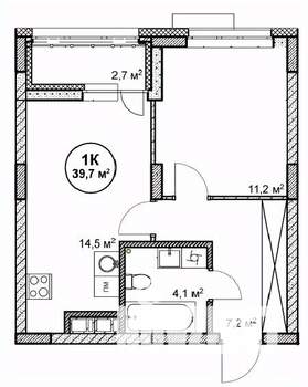 1-к квартира, вторичка, 40м2, 10/14 этаж