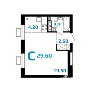 Студия квартира, вторичка, 30м2, 10/10 этаж