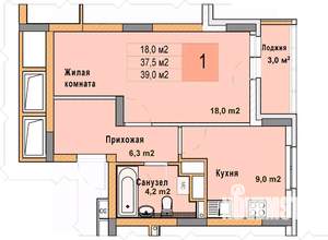 1-к квартира, вторичка, 39м2, 11/25 этаж