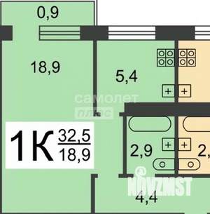 1-к квартира, вторичка, 32м2, 4/5 этаж