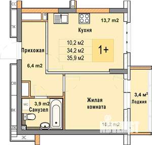 1-к квартира, вторичка, 36м2, 17/25 этаж