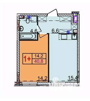 1-к квартира, строящийся дом, 40м2, 12/18 этаж