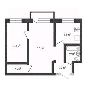 2-к квартира, вторичка, 40м2, 3/5 этаж