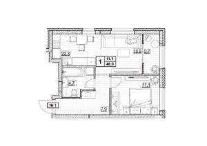 1-к квартира, вторичка, 46м2, 2/24 этаж