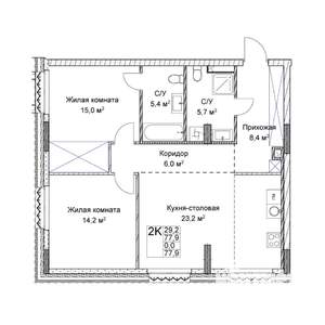 Студия квартира, вторичка, 78м2, 2/9 этаж