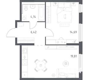 1-к квартира, вторичка, 45м2, 12/21 этаж