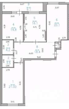 3-к квартира, вторичка, 108м2, 11/19 этаж
