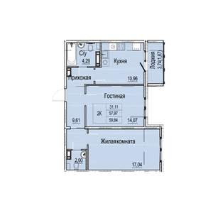 2-к квартира, вторичка, 60м2, 4/9 этаж