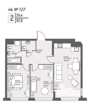 2-к квартира, вторичка, 63м2, 11/25 этаж