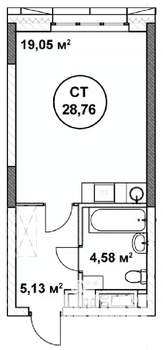 Студия квартира, вторичка, 29м2, 11/22 этаж