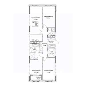 Студия квартира, вторичка, 107м2, 5/9 этаж