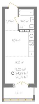 Студия квартира, вторичка, 27м2, 5/18 этаж