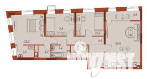 1-к квартира, строящийся дом, 88м2, 2/25 этаж