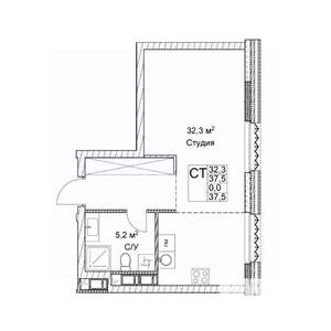 Студия квартира, вторичка, 38м2, 4/9 этаж