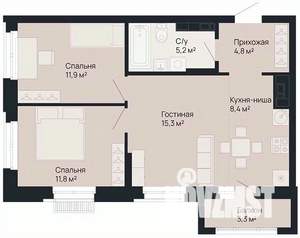 2-к квартира, вторичка, 58м2, 4/9 этаж