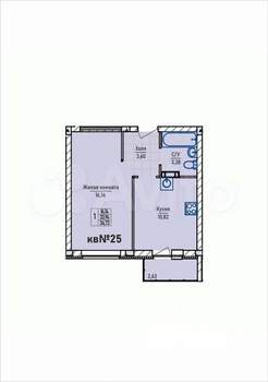 1-к квартира, строящийся дом, 35м2, 1/3 этаж