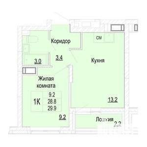 1-к квартира, вторичка, 30м2, 16/25 этаж