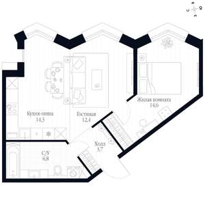 2-к квартира, вторичка, 52м2, 11/20 этаж