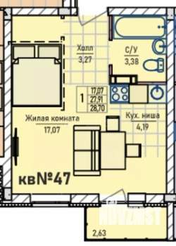 Студия квартира, вторичка, 29м2, 1/4 этаж